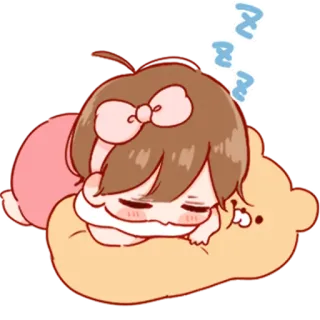 💞 durmiendo, anime, almohada, lindo, chibi whatsapp sticker
