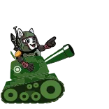 😉 Tier, Panzer, Krieg, Cartoon, Beleidigend, Stinkefinger telegram sticker