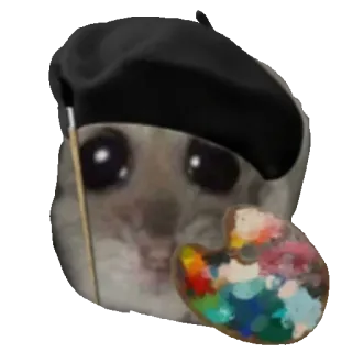 🎨 mouse mouse, artist, painter, beret, palette, paintbrush, cute, meme telegram sticker