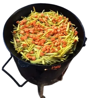 🥘 jedzenie, gotowanie, warzywa, marchewka, fasolka szparagowa, przepis, danie, garnek telegram sticker