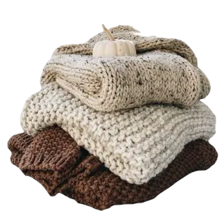 🤎 knitting, blanket, pumpkin, fall, cozy, stack, textiles telegram sticker