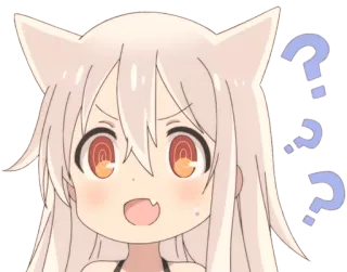 ❓ Anime, Domanda, Confuso/a, Carino/a, Ragazza, Orecchie da gatto telegram sticker