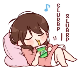 🥤 SLURRP ดื่ม, คาวาอิ, น่ารัก, ซู้ด, ผู้หญิง, การ์ตูน telegram sticker