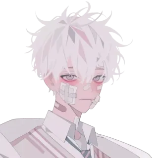 😐 Anime, Cartoon, Männlich, Charakter, Junge, Krank, Verletzt whatsapp sticker