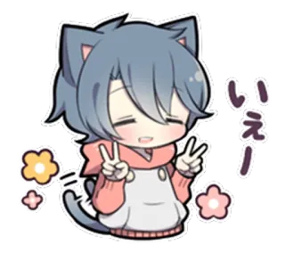 ✌ いえー! animé, chat, signe de paix, mignon, kawaii, dessin animé, manga whatsapp sticker