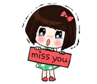 😢 miss you Cartoon, Ich vermisse dich, Mädchen, Weinend, Traurig, Liebe, Emotional telegram sticker