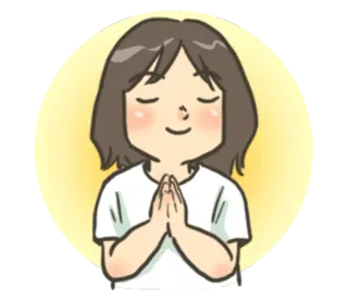 🙏 기도, 명상, 나마스테, 평온, 영적인, 만화, 소녀 whatsapp sticker