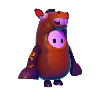 🐴 DIGEST fall guys, trang phục ngựa, màu nâu, màu tím, trò chơi điện tử, đậu telegram sticker