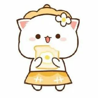🍓 kucing, kawaii, imut, telur, roti bakar, hewan whatsapp sticker
