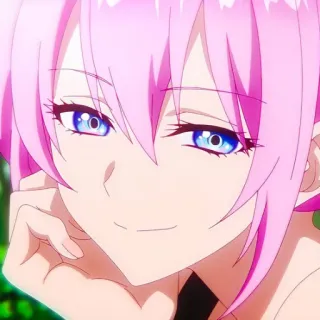 📎 Anime, Mädchen, pinke Haare, blaue Augen, süß, Cartoon telegram sticker