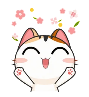 🥀 mèo, dễ thương, động vật, kawaii, vui vẻ, hoa telegram sticker