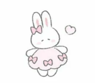 🤍 conejo, conejito, lindo, animal, dibujos animados, kawaii, vestido, corazón telegram sticker