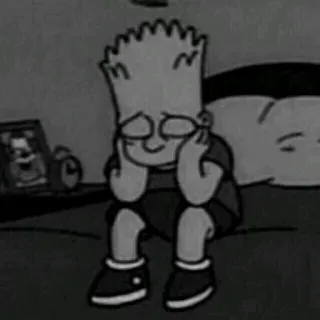 😔 Bart Simpson The Simpsons sad, cartoon, simpsons, bart, black and white, melancholy, depressed telegram sticker