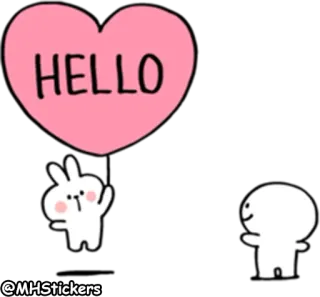 ✋ HELLO olá, saudação, coração, desenho animado, fofo, amigável whatsapp sticker