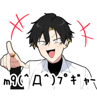 🤣 m9( ^Д^)プギャー Anime, Japonés, Texto, Personaje, Dibujo animado telegram sticker