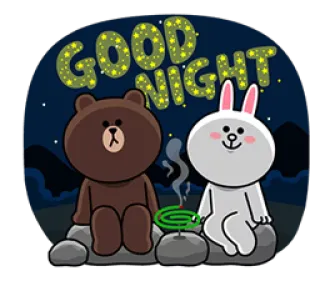 💤 Brown Bear, Cony GOOD NIGHT good night, bear, rabbit, stars, cute, cartoon telegram sticker