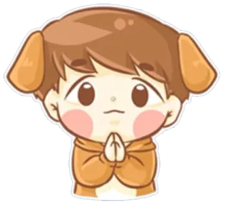 🙏 เด็กผู้ชาย, หูสุนัข, อนิเมะ, น่ารัก, สติกเกอร์, การ์ตูน, อ้อนวอน, จิบิ telegram sticker