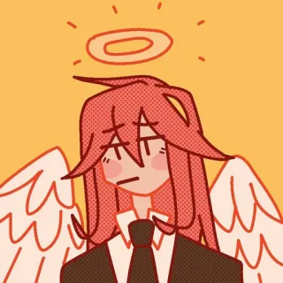😑 ангел, аниме, мультфильм, персонаж, крылья, нимб, милый telegram sticker