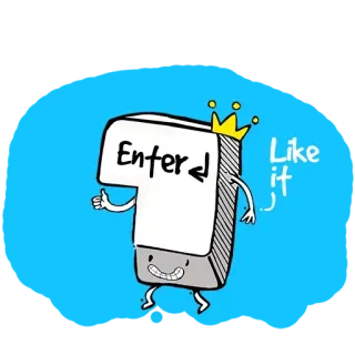 🤯 Enter Enterキー, コンピュータキー, いいね, 漫画, キャラクター telegram sticker