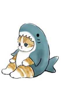 😒 猫, サメ, 動物, かわいい, 子猫, コスチューム whatsapp sticker