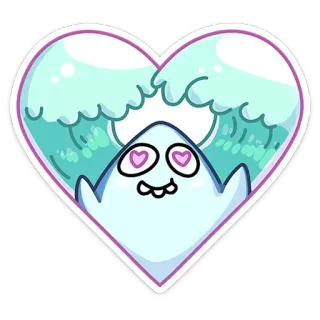 ❤️ hantu, hati, imut, kartun, cinta, kawaii, ilustrasi whatsapp sticker