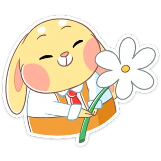 🌼 Hase, Cartoon, Blume, Süß, Tier telegram sticker