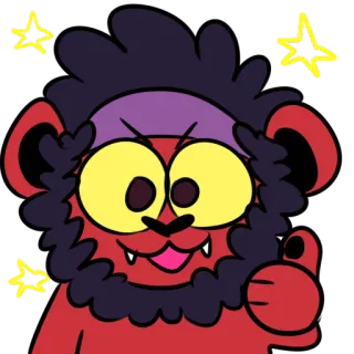 👍 Cartoon, Figur, Löwe, Daumen hoch, Tier, Sterne, Positiv, Niedlich telegram sticker