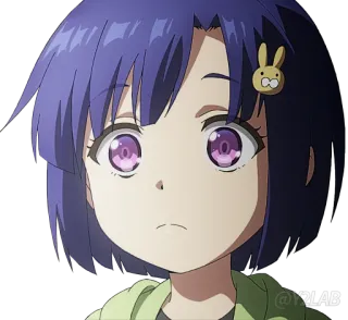 🤨 @Y2LAB anime, menina, cabelo roxo, desenho animado, personagem, ilustração, adesivo telegram sticker