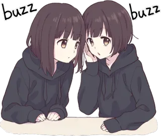 🤔 buzz buzz anime, girl, cute, buzz, hoodie telegram sticker