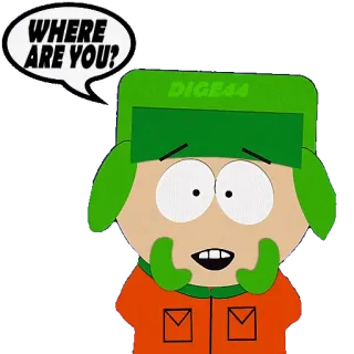 😑 Kyle Broflovski South Park WHERE ARE YOU? south park, ไคล์ โบรฟลอฟสกี้, การ์ตูน, อนิเมชั่น telegram sticker