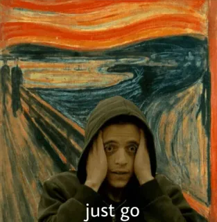 😑 just go scream, edvard munch, meme, anxiety, art, expression telegram sticker