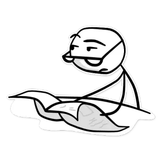 😑 stick figure, reading, glasses, newspaper telegram sticker