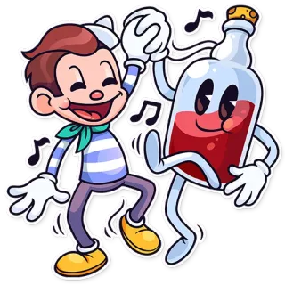 💃 nhảy, hoạt hình, chai, rượu, âm nhạc, vui vẻ telegram sticker