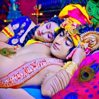 😴 Radha, Krishna RadhaKrishn Hinduism, spiritual, devotion, Radha, Krishna, love, Indian culture telegram sticker