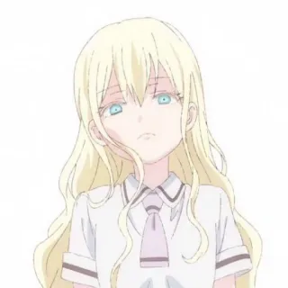 🎲 Anime, Meisje, Blond, Stropdas, Uniform telegram sticker
