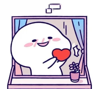 ❤️ cute, heart, love, cartoon, window, flower telegram sticker