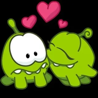 😳 cute, green, hearts, love, cartoon telegram sticker