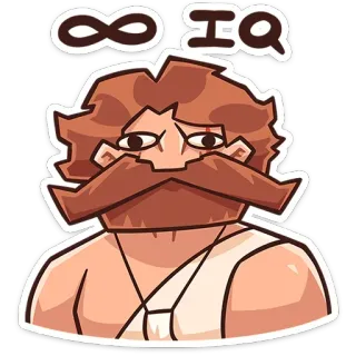😐 ∞ IQ intelligence, smart, infinity, cartoon, funny, character telegram sticker