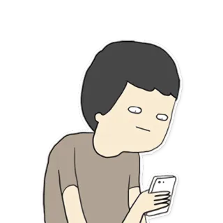😐 dessin animé, personne, smartphone, ennuyé, attente telegram sticker