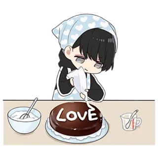 🥰 LOVE amour, gâteau, pâtisserie, mignon, sucré, dessin animé, dessert telegram sticker