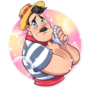 🥺 Hoạt hình, Người đàn ông, Khóc, Buồn, Mũ, Cảm xúc telegram sticker