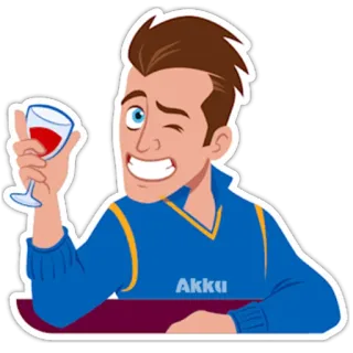 💋 Akku persona, vino, bere, felice, cartone animato telegram sticker