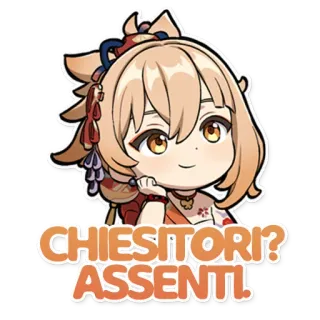 😚 CHIESITORI? ASSENTI! sticker, anime, charakter, italienisch, frage, chibi telegram sticker