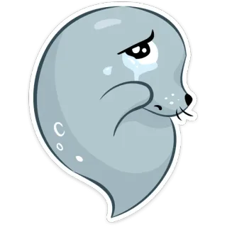 😥 тюлень, грустный, плачущий, слезы, эмоция, животное, наклейка telegram sticker