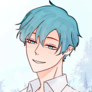 🧊 anime, retrato, desenho animado, homem, cabelo azul telegram sticker
