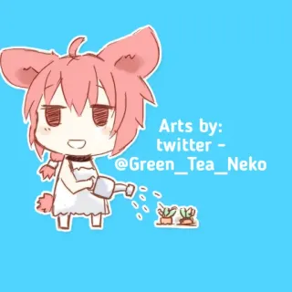 📄 Arts by: twitter - @Green_Tea_Neko sztuka, anime, kawaii, słodkie, podlewanie, twitter telegram sticker