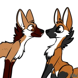😗 lupo dalla criniera, animale, cartone animato, carino, cane, volpe, fauna selvatica telegram sticker
