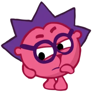 😒 cartoon, character, sticker, glasses, pink, purple telegram sticker