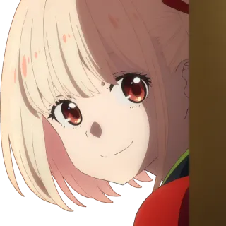 👀 Anime, Garota, Fofa, Espiando, Cabelo loiro, Olhos vermelhos telegram sticker