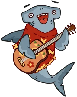 🎶 shark, guitar, cartoon, animal, funny, music telegram sticker